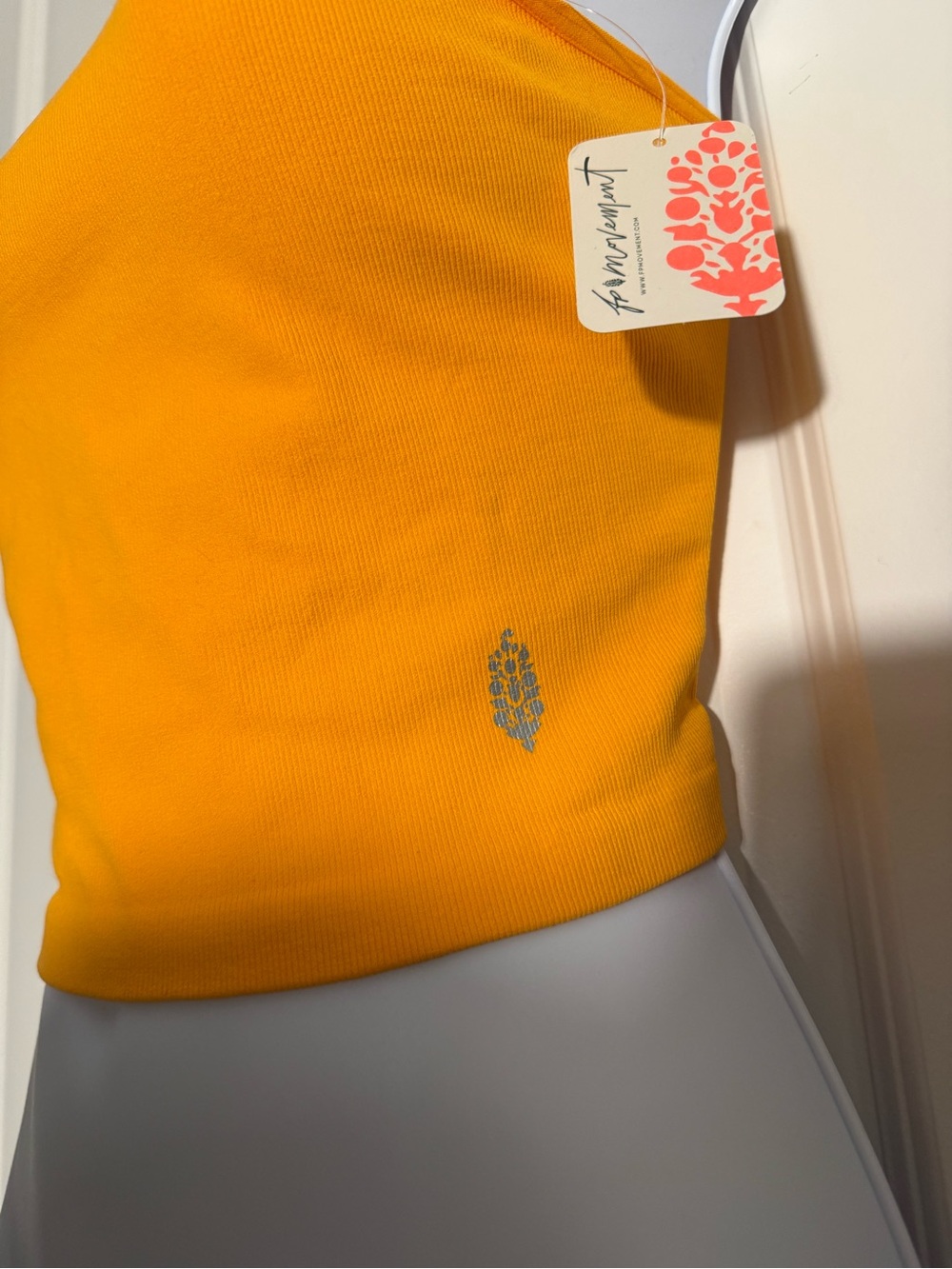 Free People Vibrant Orange Ribbed Spaghetti Strap Crop Tank - Picture 5 of 5